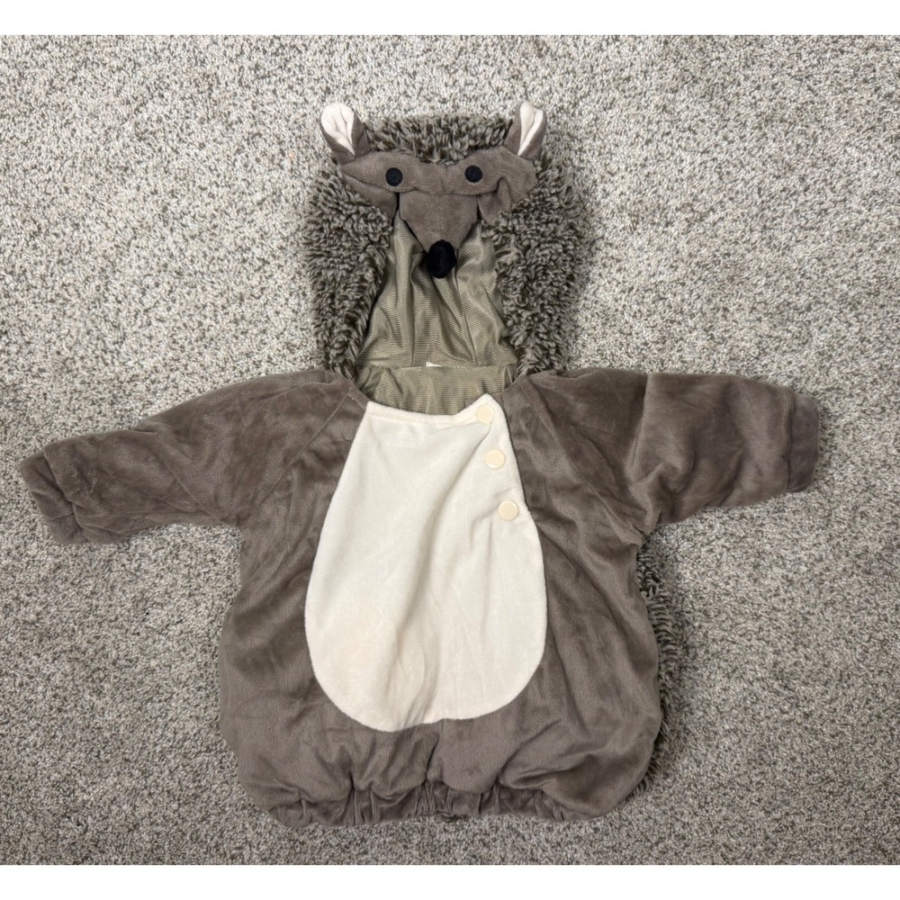 Baby Hedgehog Costume Plush Brown 0-6M Halloween Dress Up Hooded Romper